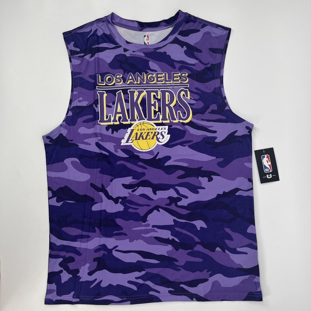 NEW Los Angeles Lakers NBA‎ Purple Camo Muscle Shirt Sleeveless Top  Mens Large